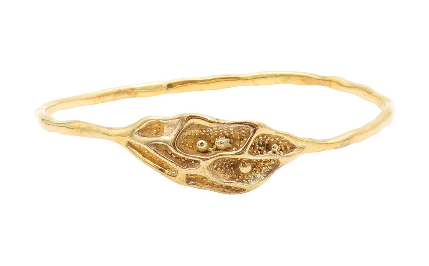 925 Sterling Silver Vintage Bracelet Gold Plated Abstract Leaf Bangle  BT11596