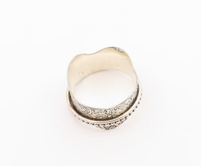 925 Sterling Silver Vintage Ring Floral Engraved Spinner Band  Sz 11.5  RG36532