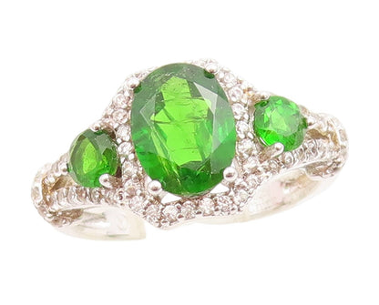 925 Sterling Silver Vintage Ring Sparkling CZ Halo Statement Band  Sz 6  RG33847