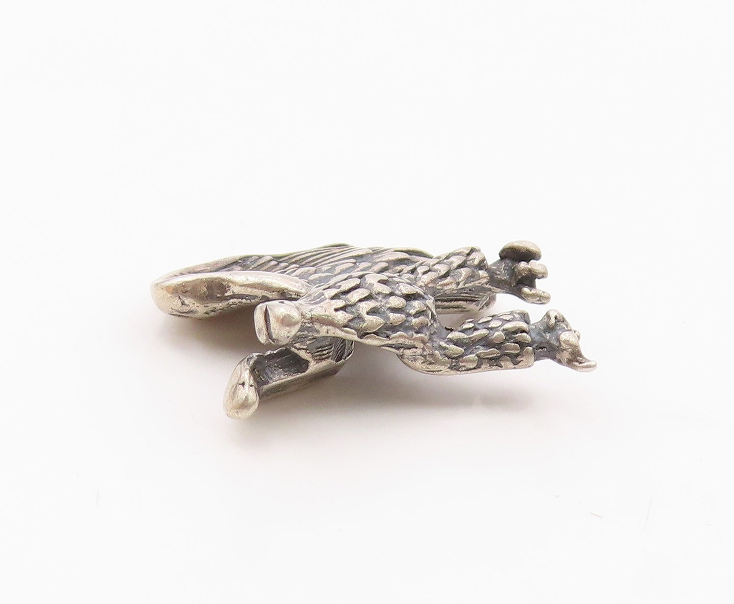 925 Sterling Silver   Vintage Sculpted Flying Eagle Bird Pendant  PT20598