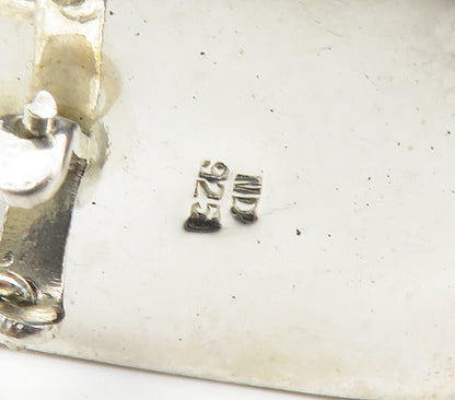 925 Sterling Silver  Vintage Shiny Modernist Non Pierce Drop Earrings  EG8536