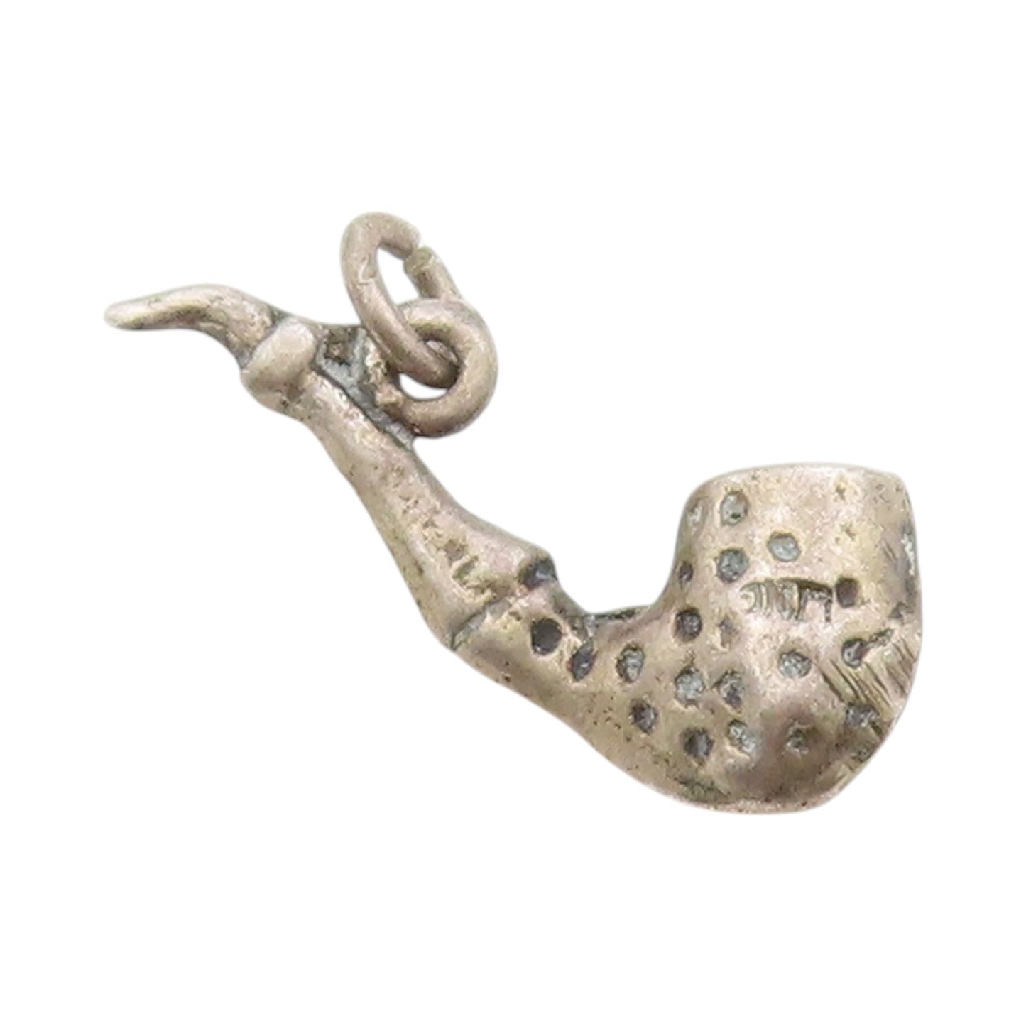 925 Sterling Silver Vintage Pendant Etched Dotted Piper Smoking Charm  PT24807