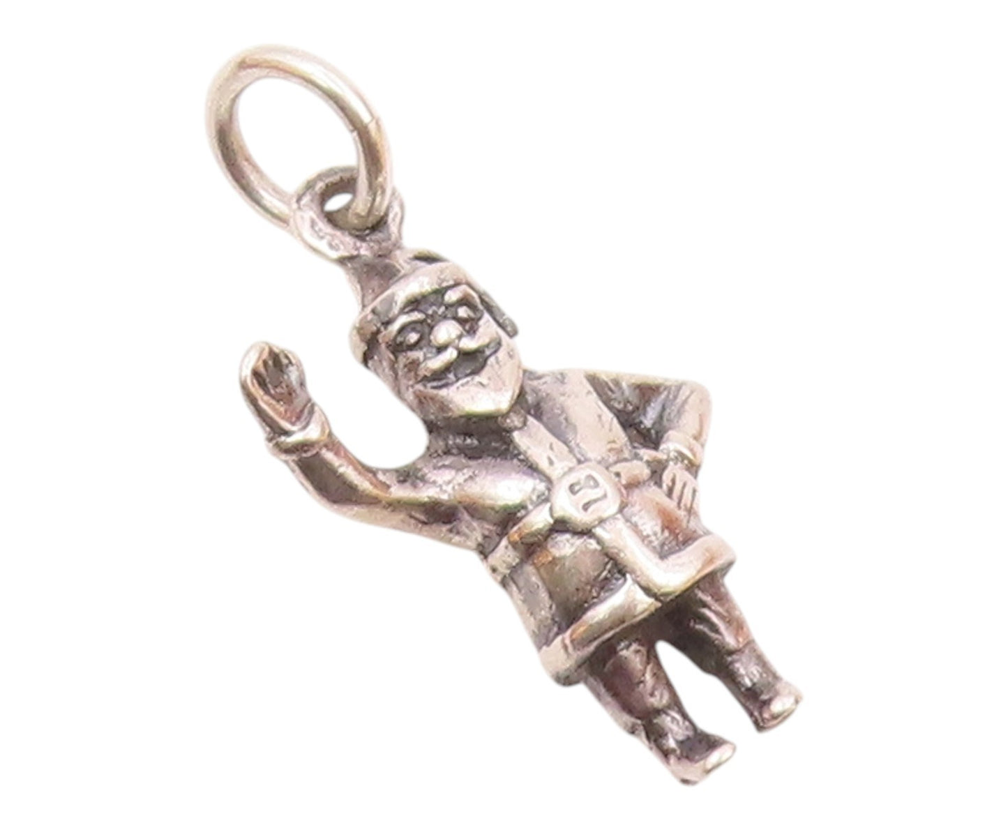 925 Sterling Silver  Vintage Petite Santa Clause Christmas Pendant  PT17300