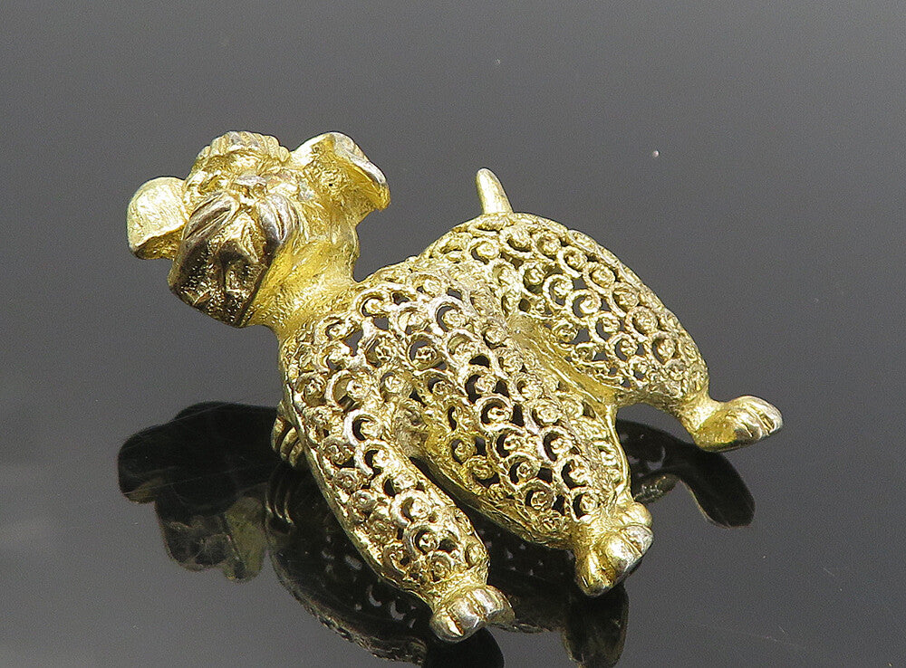 GERMANY 925 Silver  Vintage Petite Gold Plated Swirl Puppy Brooch Pin  BP3188