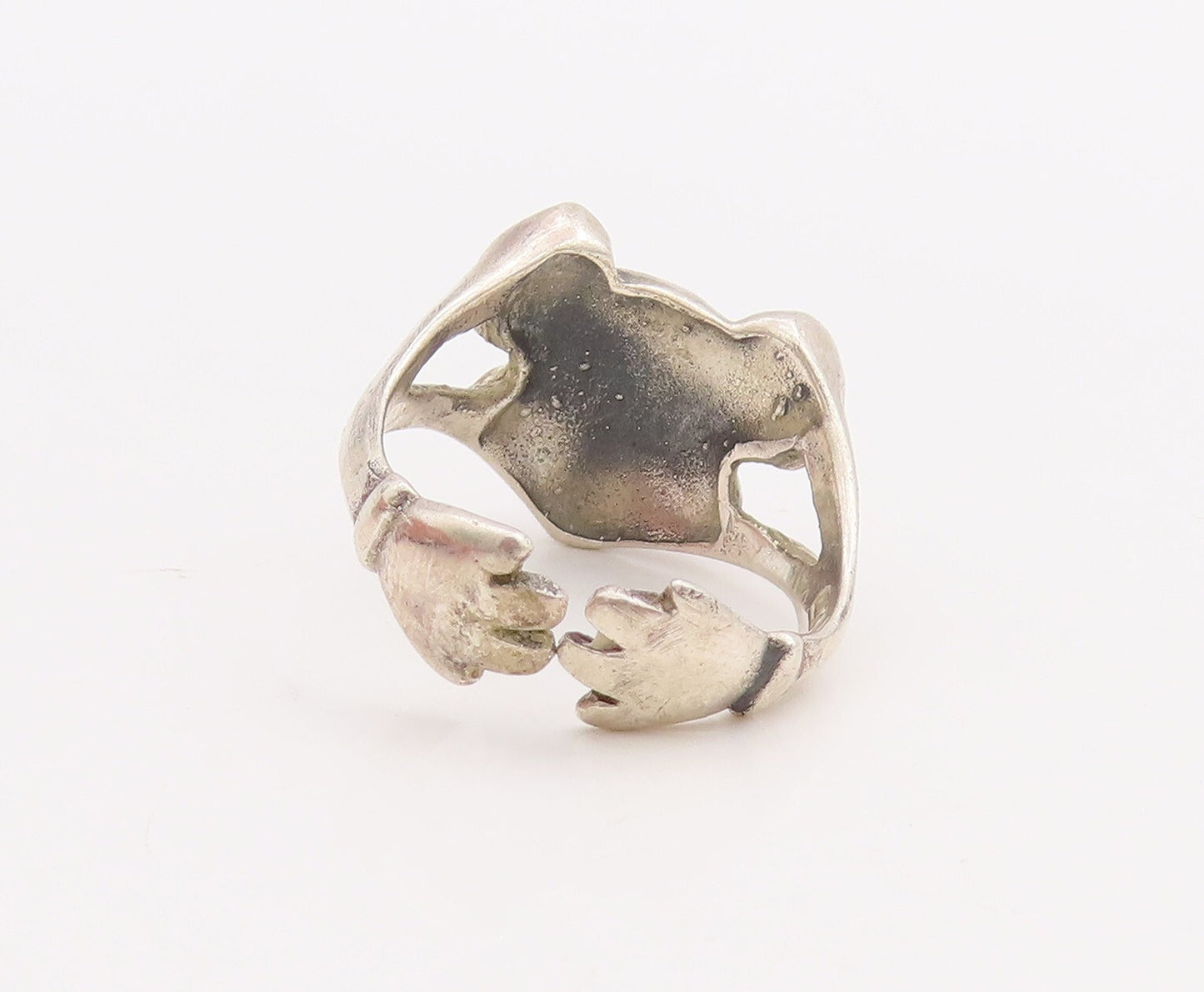 925 Sterling Silver Vintage Ring Happy Mickey Mouse Face Carved  Sz 8  RG28907