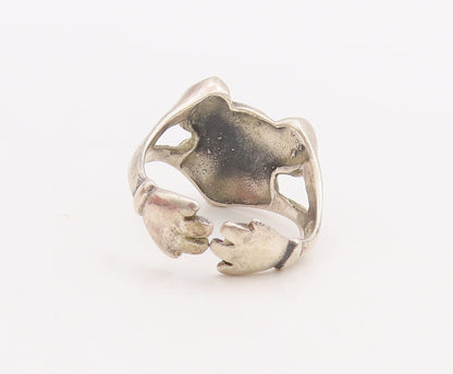 925 Sterling Silver Vintage Ring Happy Mickey Mouse Face Carved  Sz 8  RG28907