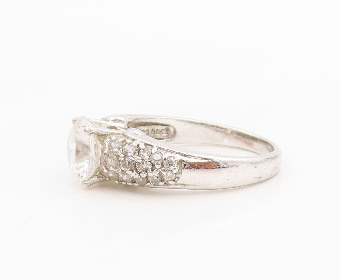 925 Sterling Silver Vintage Ring Sparkling CZ Statement Band  Sz 8.5  RG34197