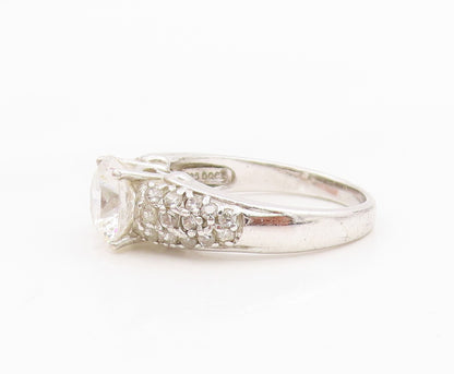 925 Sterling Silver Vintage Ring Sparkling CZ Statement Band  Sz 8.5  RG34197