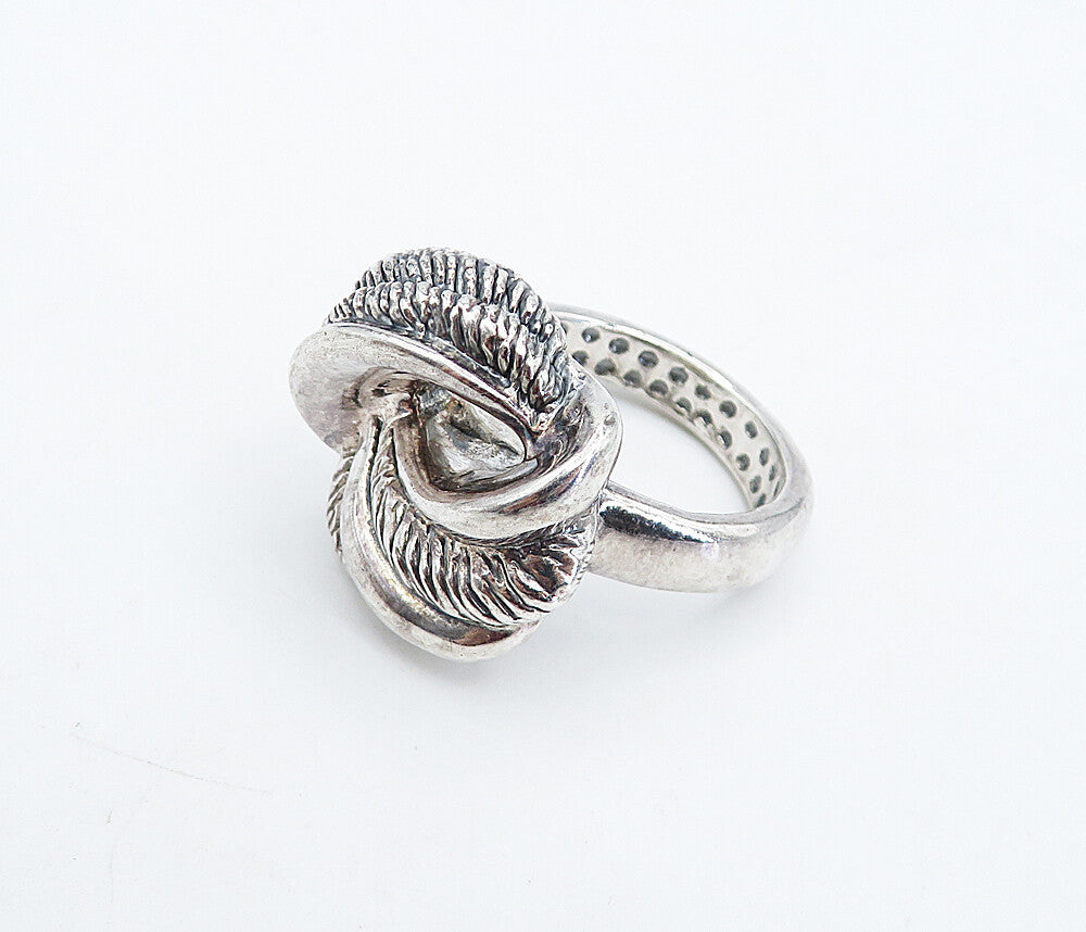 925 Sterling Silver  Vintage Shiny Etched Twist Knot Band Ring Sz 8.5  RG4865
