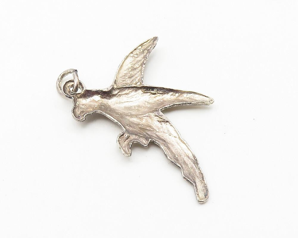 925 Sterling Silver  Vintage Flying Bird Motif Etched Detail Pendant  PT8237