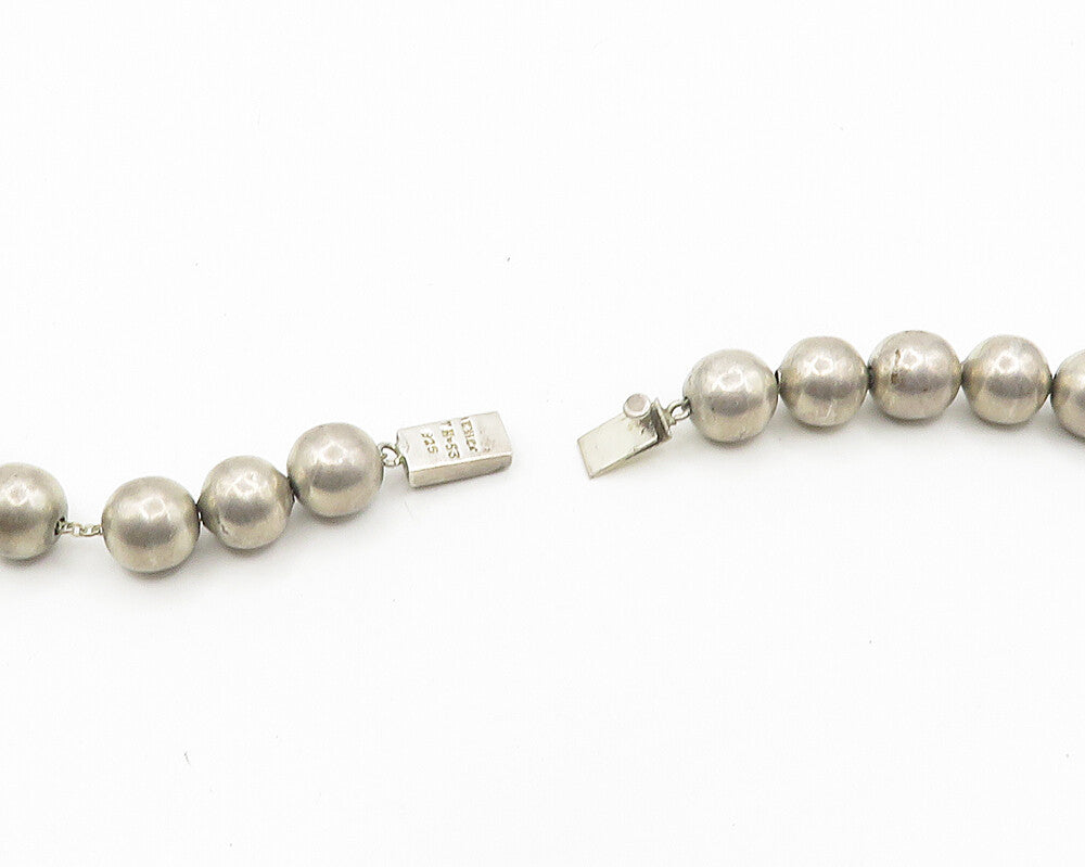 MEXICO 925 Sterling Silver  Vintage Heavy Shiny Beaded Chain Necklace  NE2858