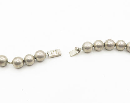 MEXICO 925 Sterling Silver  Vintage Heavy Shiny Beaded Chain Necklace  NE2858