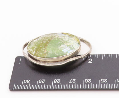 925 Sterling Silver Vintage Pendant Modernist Large Oval Roman Glass  PT24707