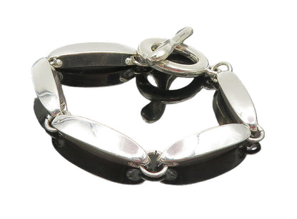 925 Sterling Silver  Shiny Smooth Hollow Bar Link Chain Bracelet  BT4018