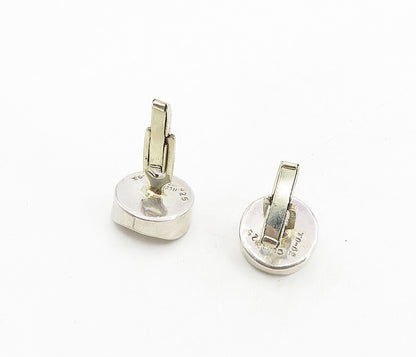 MEXICO 925 Sterling Silver  Vintage Shiny Round Concave Cuff Links  TR1559