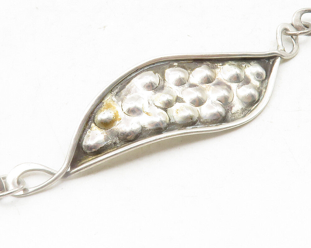 925 Sterling Silver  Vintage Dark Tone Floral Leaf Chain Necklace  NE2079