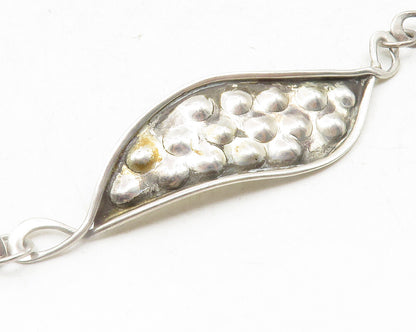 925 Sterling Silver  Vintage Dark Tone Floral Leaf Chain Necklace  NE2079