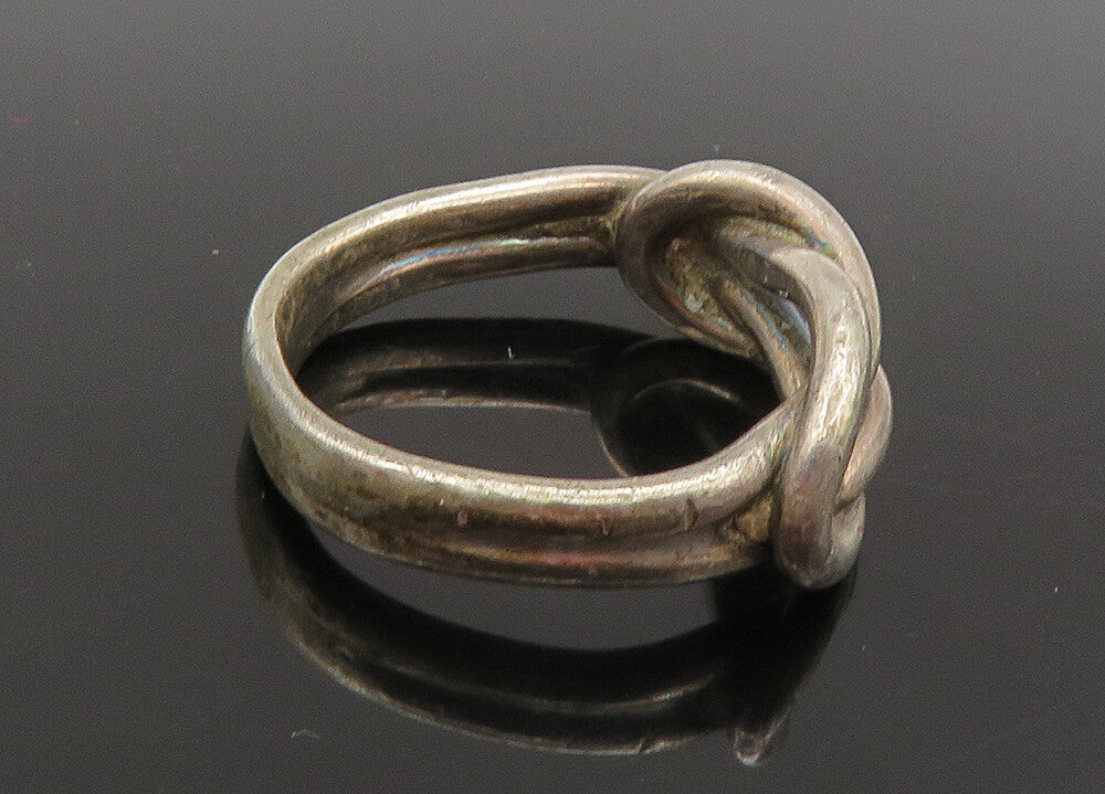 925 Sterling Silver  Vintage Dark Tone Knotted Band Ring Sz 7.5  RG22847