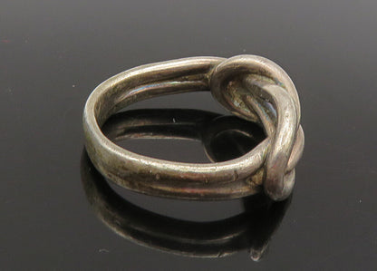 925 Sterling Silver  Vintage Dark Tone Knotted Band Ring Sz 7.5  RG22847