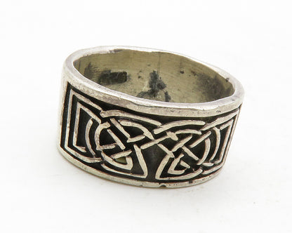 925 Sterling Silver  Vintage Oxidized Celtic Knot Band Ring Sz 6  RG13021