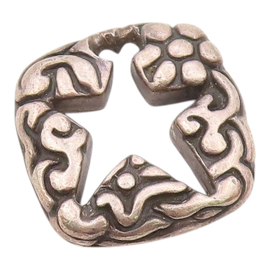 VERSANI 925 Sterling Silver  Vintage Open Star Chiseled Floral Pendant PT19985