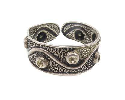 925 Sterling Silver  Vintage Oxidized Swirl Design Band Ring Sz 7  RG11048