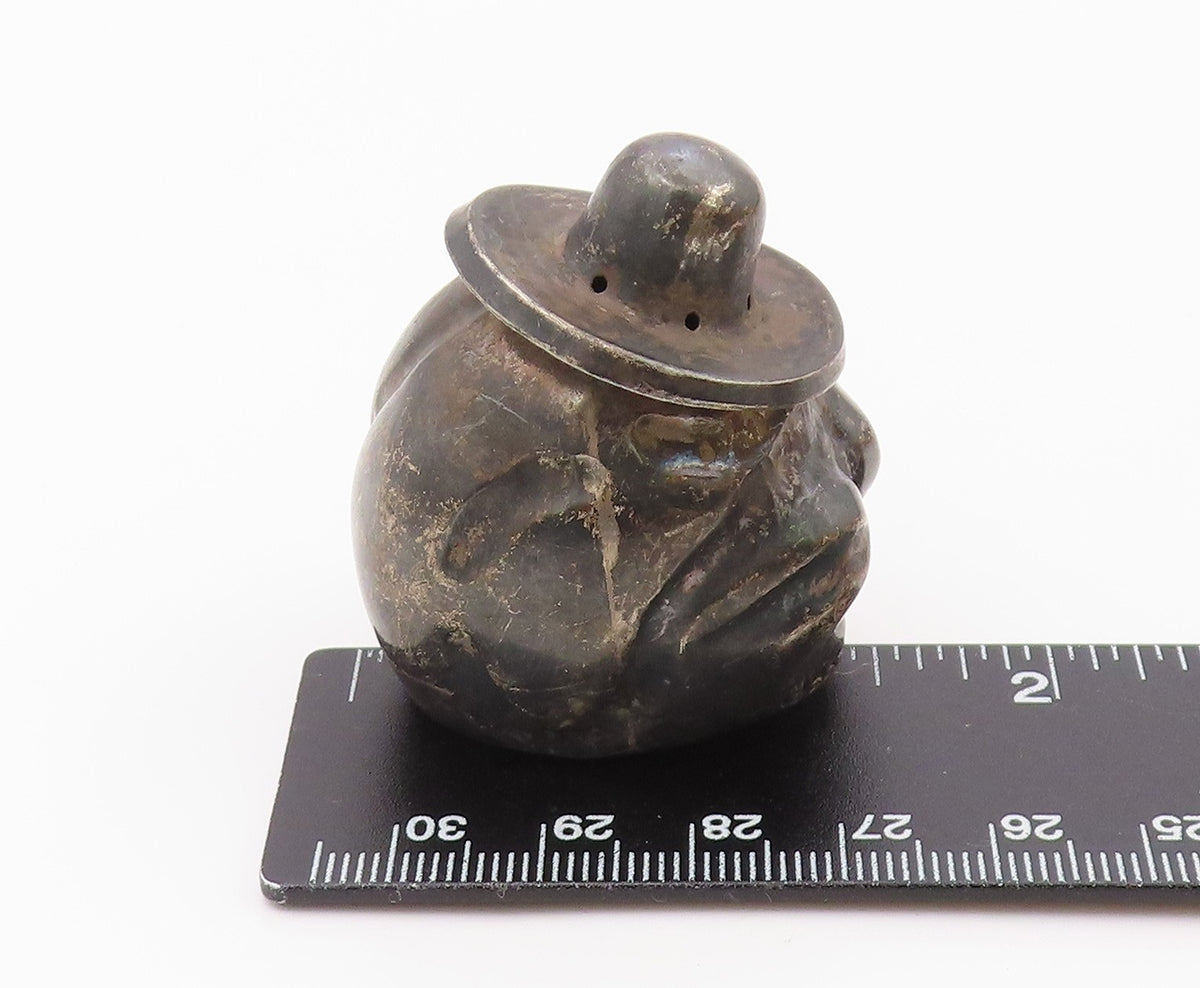 MEXICO 925 Sterling Silver Vintage Antique Puffy Man Salt Shaker  TR2970
