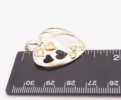 925 Sterling Silver Vintage Pendant Gold Plated Cutout Designer Heart  PT23513