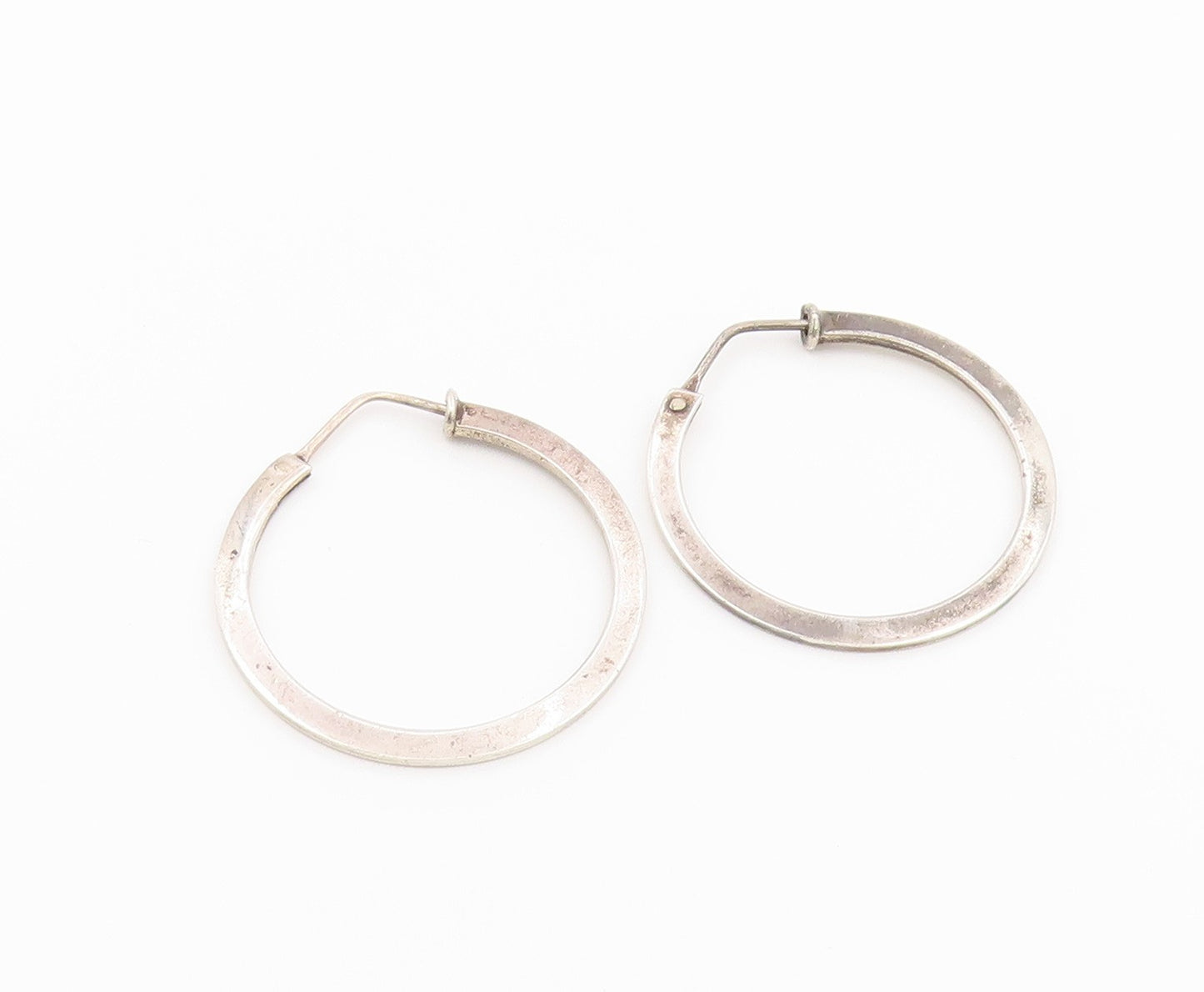 925 Sterling Silver Vintage Earrings Minimalist Tapered Statement Hoops  EG14477