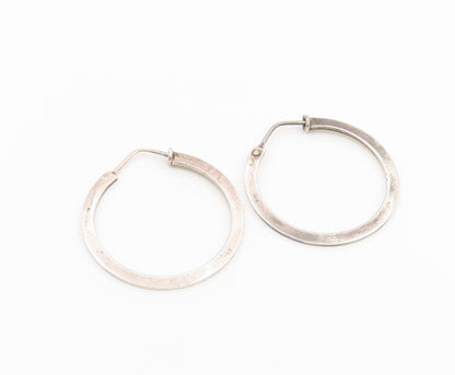 925 Sterling Silver Vintage Earrings Minimalist Tapered Statement Hoops  EG14477