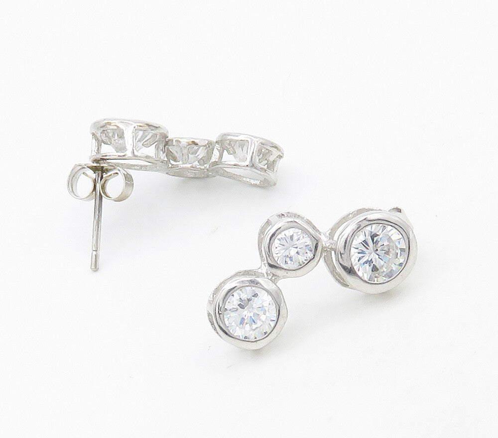 925 Sterling Silver  Sparkling Round Cut Cubic Zirconia Drop Earrings  EG8490