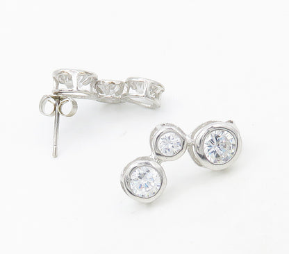 925 Sterling Silver  Sparkling Round Cut Cubic Zirconia Drop Earrings  EG8490