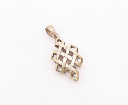 925 Sterling Silver  Vintage Shiny Diamond Shape Pattern Pendant  PT16008