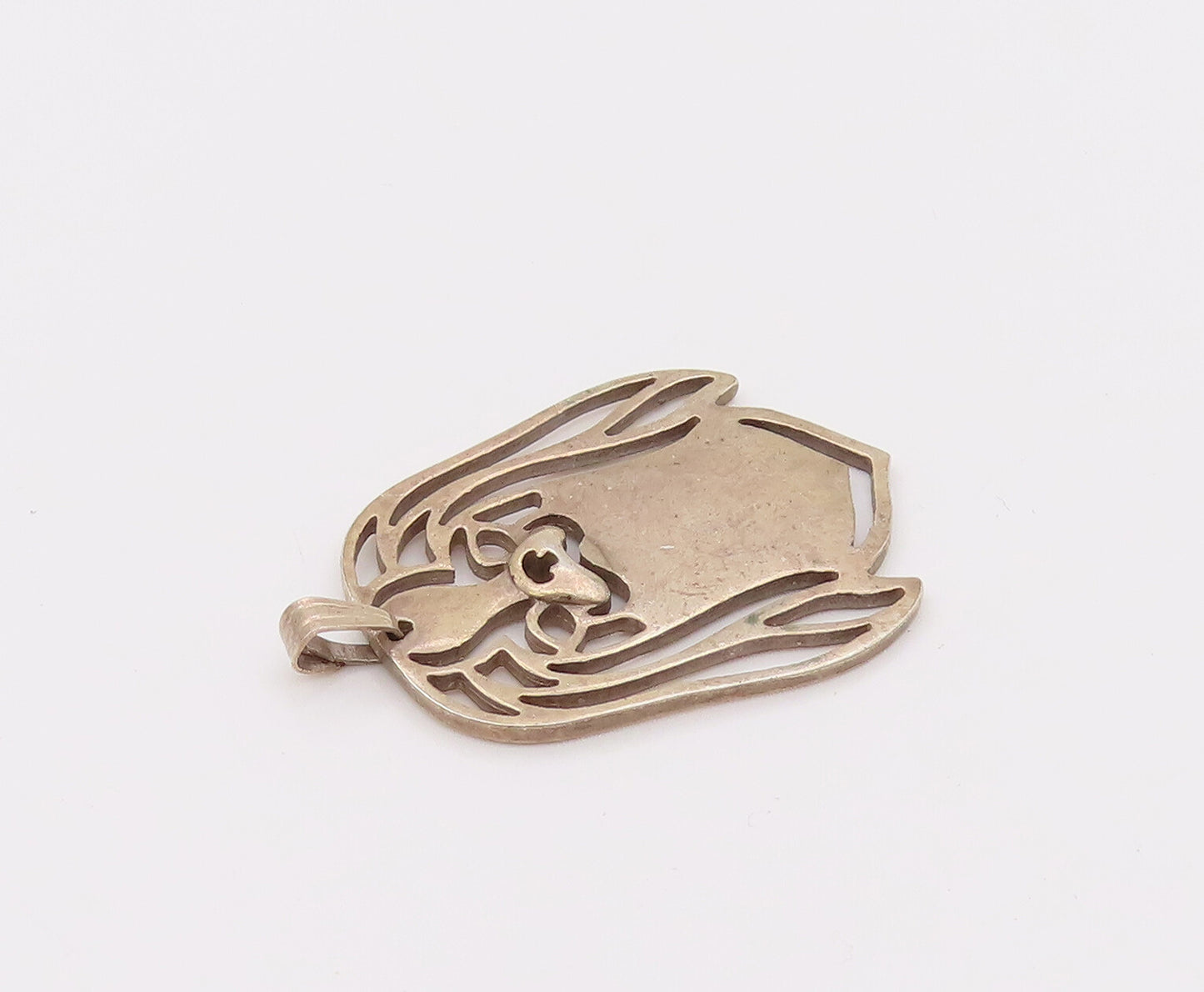 925 Sterling Silver  Vintage Happy Dog Outline Cutout Pendant  PT22180