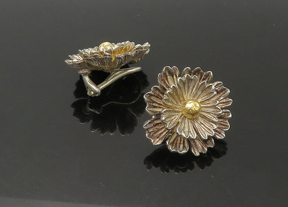 ESPO SIG 925 Silver & 14K GOLD  Vintage Flower Non Pierce Earrings  EG11091