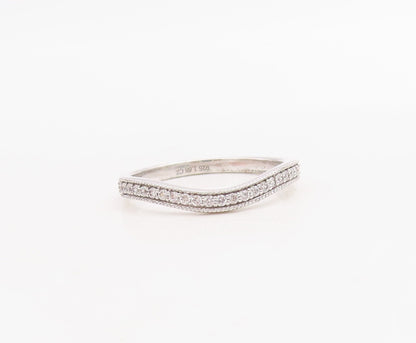 925 Sterling Silver Vintage Ring Designer Princess Cut & CZ Set  Sz 7  RG30739