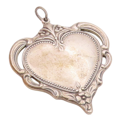 TOWLE 925 Silver  Vintage Antique Floral Swirl Love Heart Pendant  PT21020