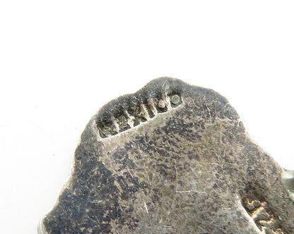MEXICO 925 Silver  Vintage Dark Tone Love Heart Swirl Border Pendant  PT15455