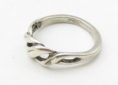 925 Sterling Silver  Vintage Diamond Cut Detail Shiny Band Ring Sz 5  RG10425