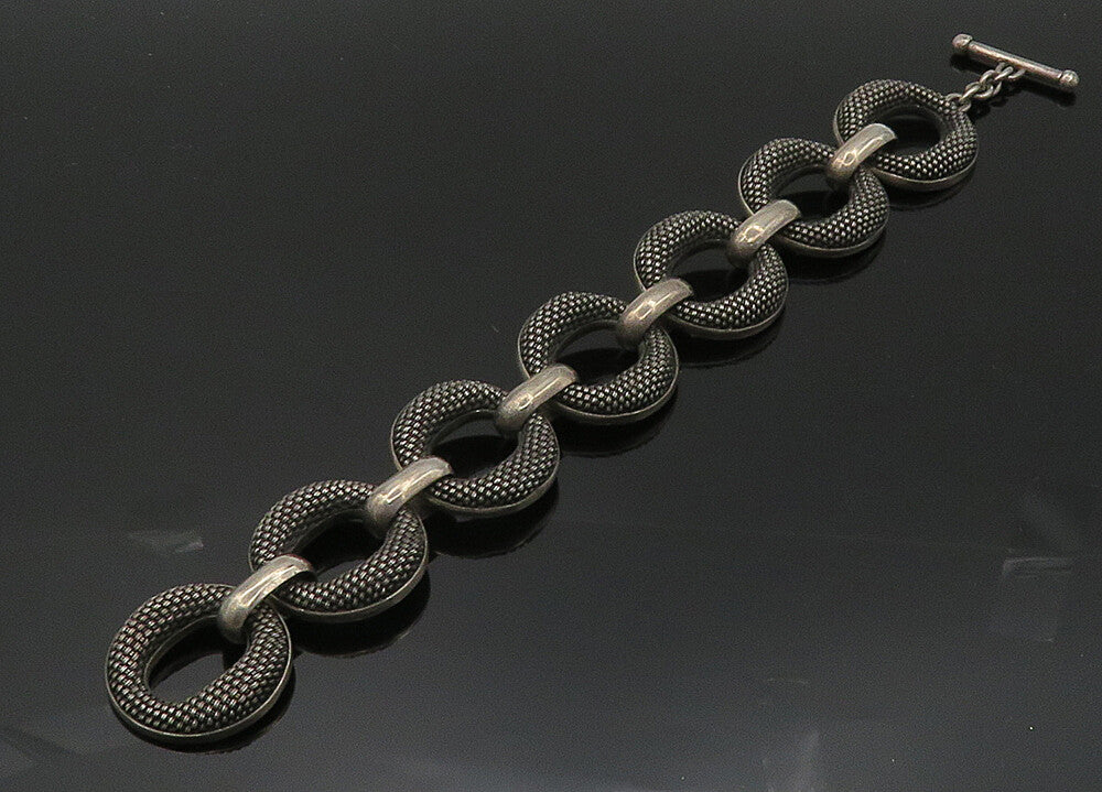 JOHN HARDY 925 Silver  Vintage Heavy Rare Weaved Detail Chain Bracelet  BT8147
