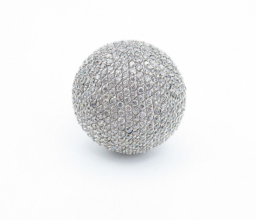 925 Sterling Silver Cubic Zirconia Encrusted Dome Cocktail Ring  Sz 8.5  RG6759
