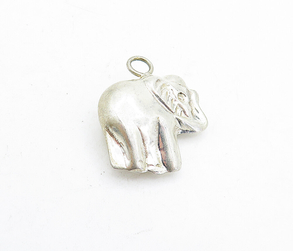 925 Sterling Silver  Vintage Shiny Petite Hollow Elephant Drop Pendant  PT3337