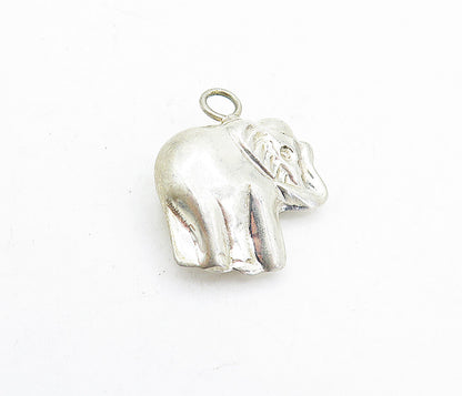 925 Sterling Silver  Vintage Shiny Petite Hollow Elephant Drop Pendant  PT3337