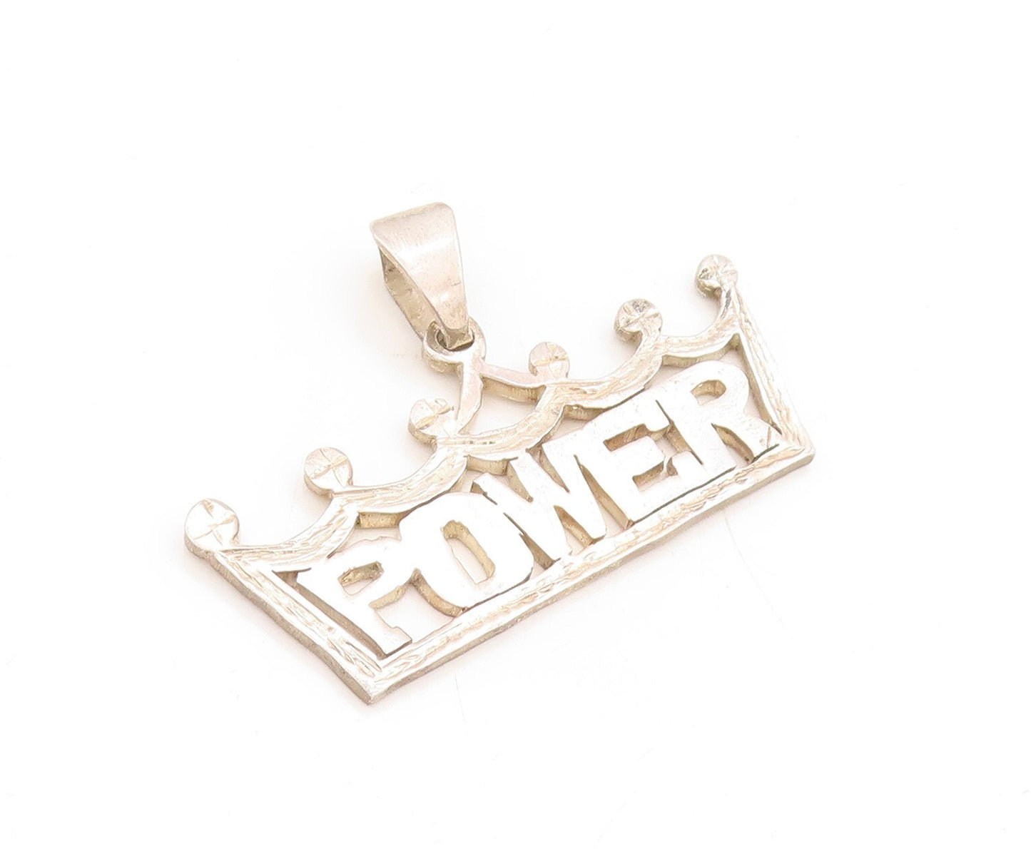 925 Sterling Silver Vintage Pendant Solid Cutout Power Crown  PT23871