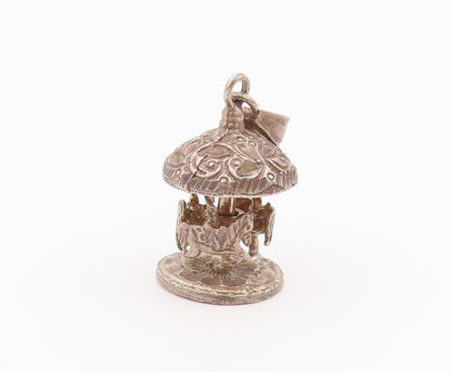 925 Sterling Silver Vintage Pendant STEFANI ARGENTO Spinning Carousel  PT26395