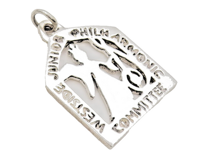 925 Sterling Silver  Vintage Solid Carved Framed Musical Angle Pendant PT22390