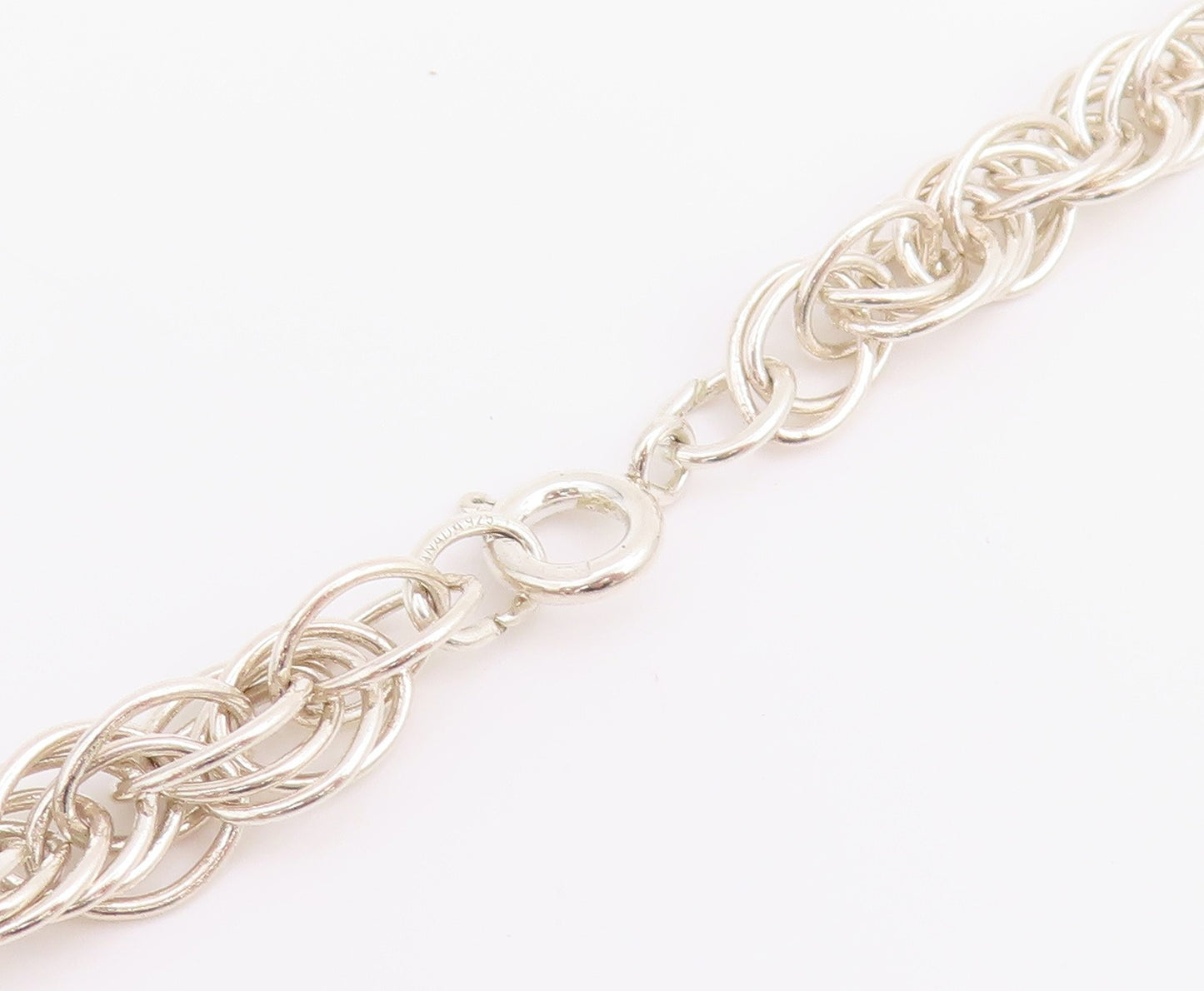925 Sterling Silver Vintage Necklace Modernist Solid Twisted Rope Chain  NE4796