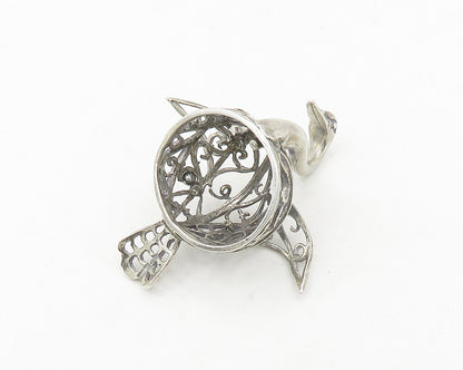 925 Sterling Silver  Vintage Shiny Swirl Pattern Swan Table Trinket  TR2639