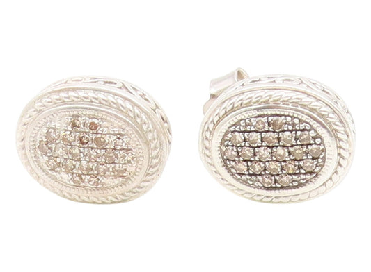 925 Sterling Silver Vintage Earrings OLIVIA Real Diamonds Elegant Stud  EG14148