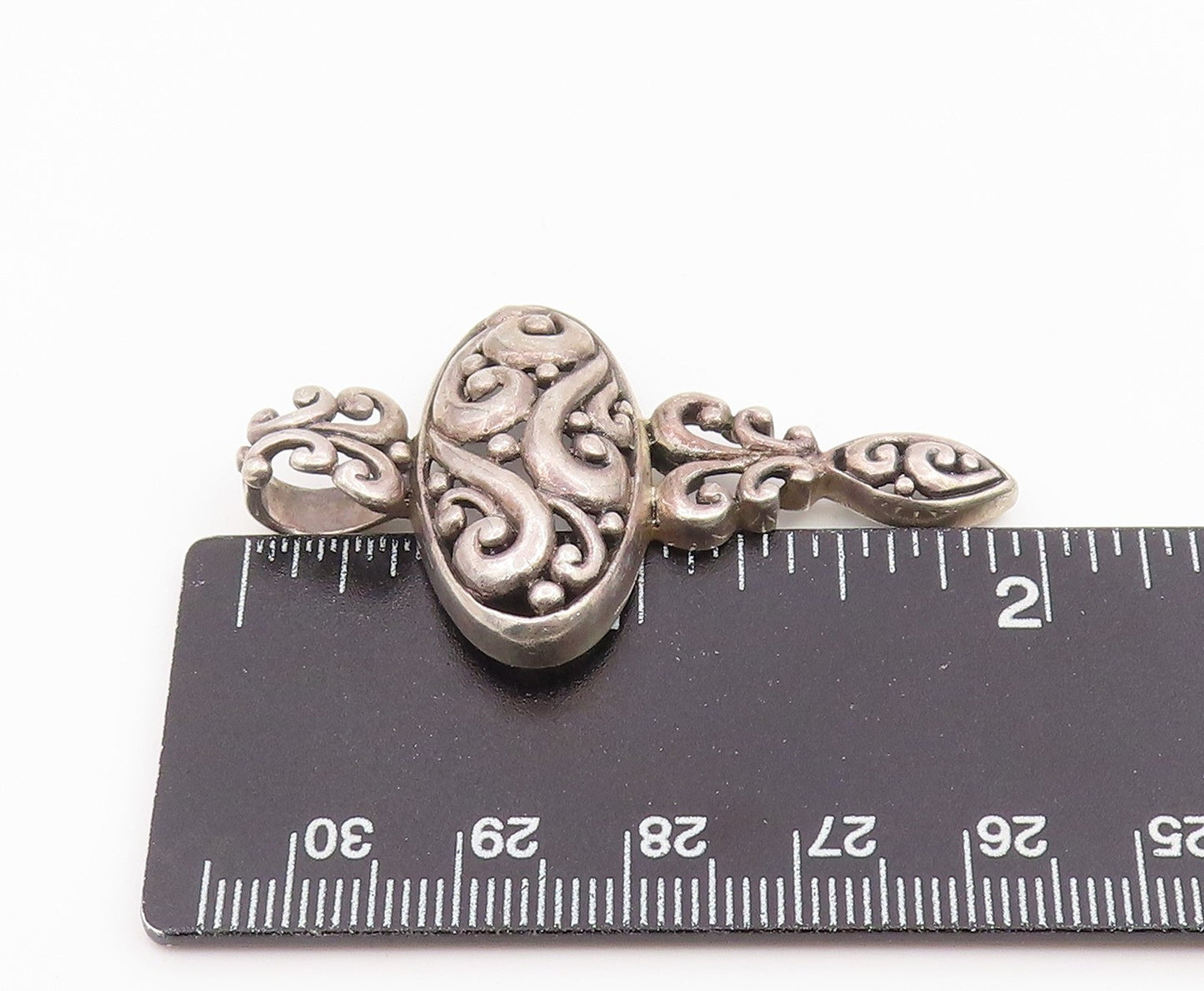 925 Sterling Silver Vintage Pendant Intricate Solid Scrollwork Locket  PT25964